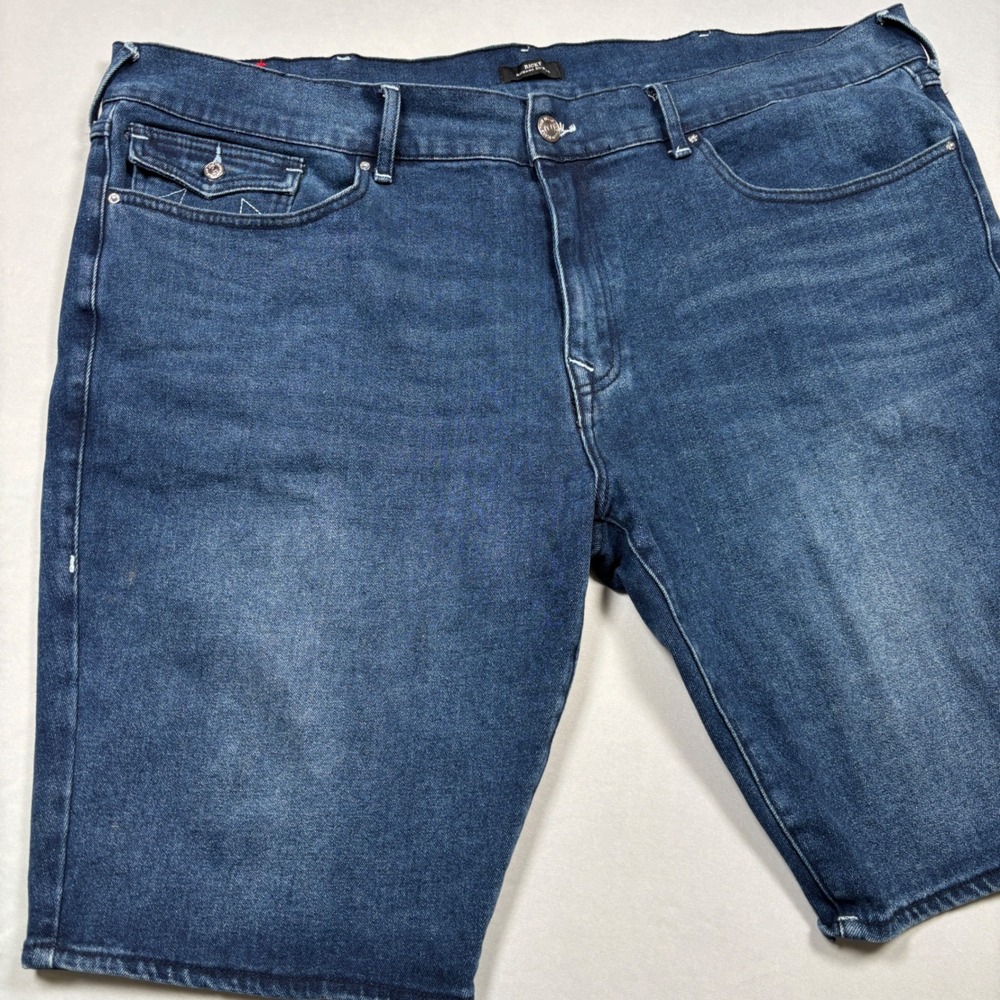 True Religion Jean Shorts Men 46 Blue Ricky Relaxed Straight Flap Pocket Denim
